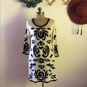 Young Threads | Cream & Black Mod Dress | M